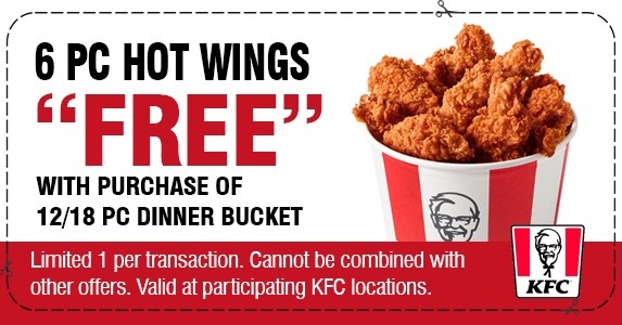 6 PC HOT WINGS FREE promotional image