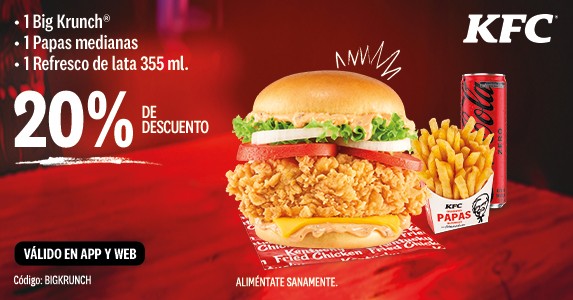 BIG KRUNCH + PAPAS MEDIANAS + REFRESCO DE LATA  20% DE DESCUENTO