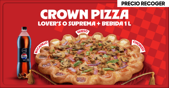 Crown Pizza Lover's o Suprema + Gaseosa 1L